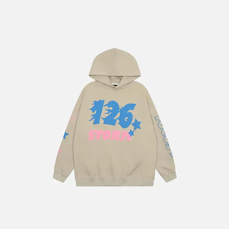 Y2k cotton hoody with 126 prints for streetwear style - beige / m - hoodies
