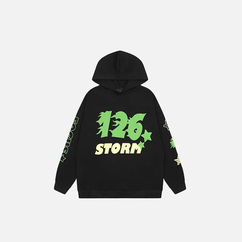 Y2k cotton hoody with 126 prints for streetwear style - black / m - hoodies