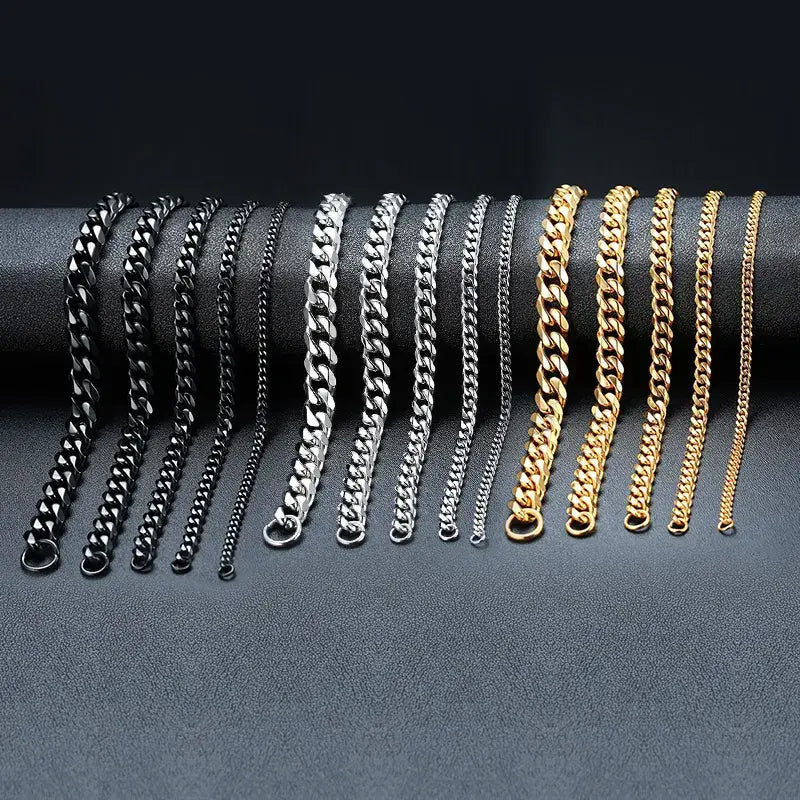 Stainless steel chain bracelet with round pattern design - necklace