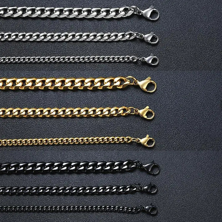 Stainless steel chain bracelet with round pattern design - necklace