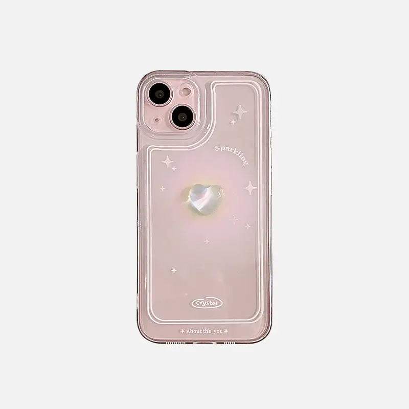 Clear silicone y2k iphone case with 3d heart design - 7 8 - cases