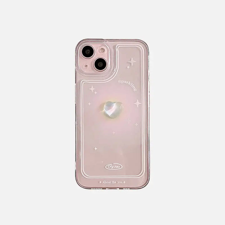 Clear silicone y2k iphone case with 3d heart design - 7 8 - cases