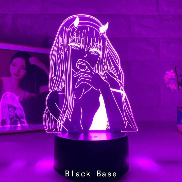 Anime bedside lamp for aesthetic bedroom ambiance - manga girl black base / 7 colors no remote