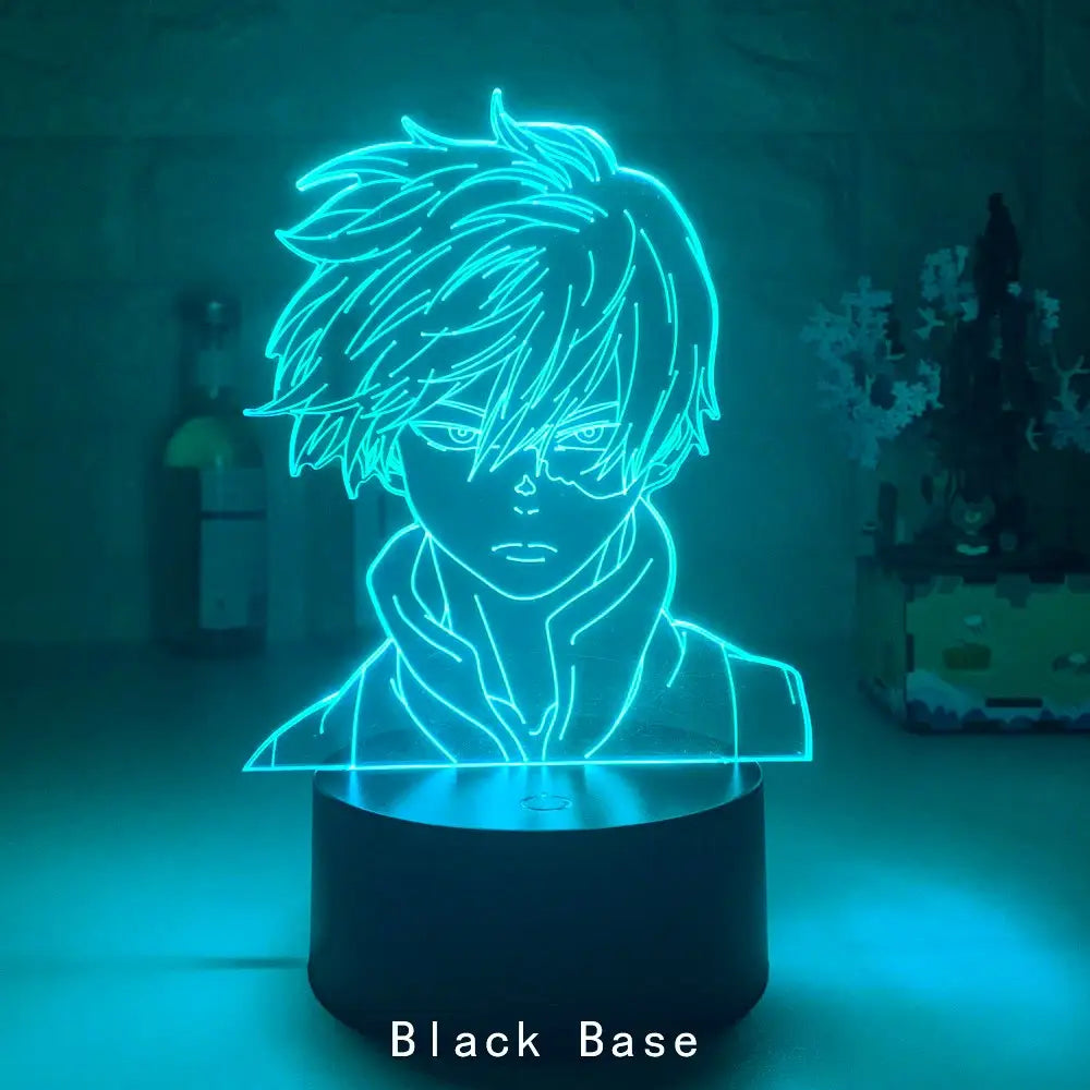 Anime bedside lamp for aesthetic bedroom ambiance - todoroki face black base / 7 colors no remote