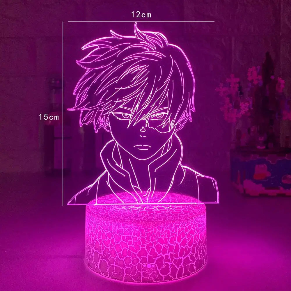 Anime bedside lamp for aesthetic bedroom ambiance - todoroki face lava base / 7 colors no remote