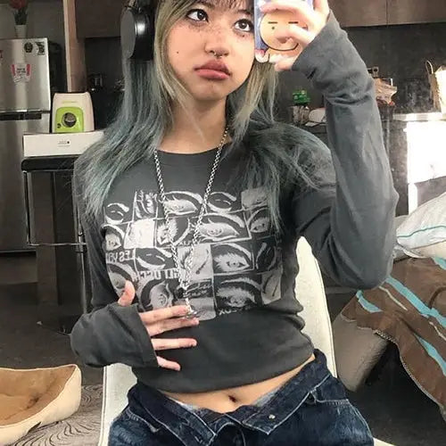 Vibrant anime crop top for y2k style enthusiasts