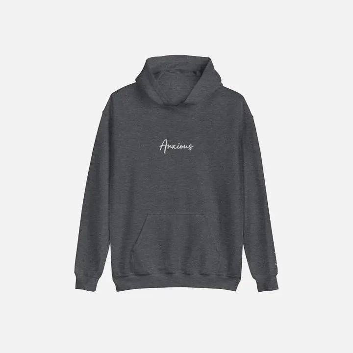 Y2k anxious hoodie for bold streetwear style and comfort - dark heather / s - hoodies