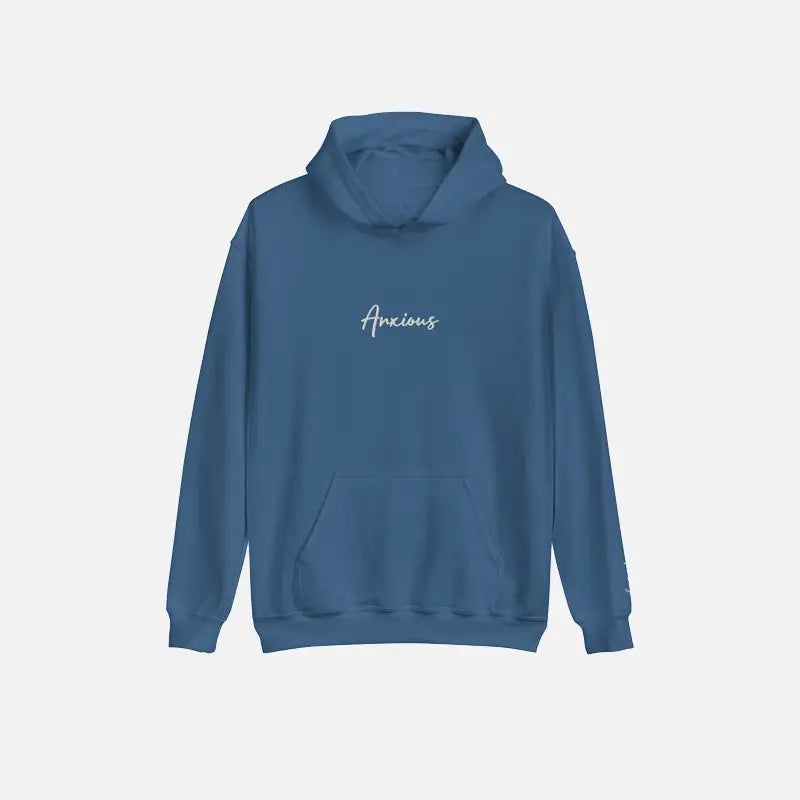 Y2k anxious hoodie for bold streetwear style and comfort - indigo blue / s - hoodies