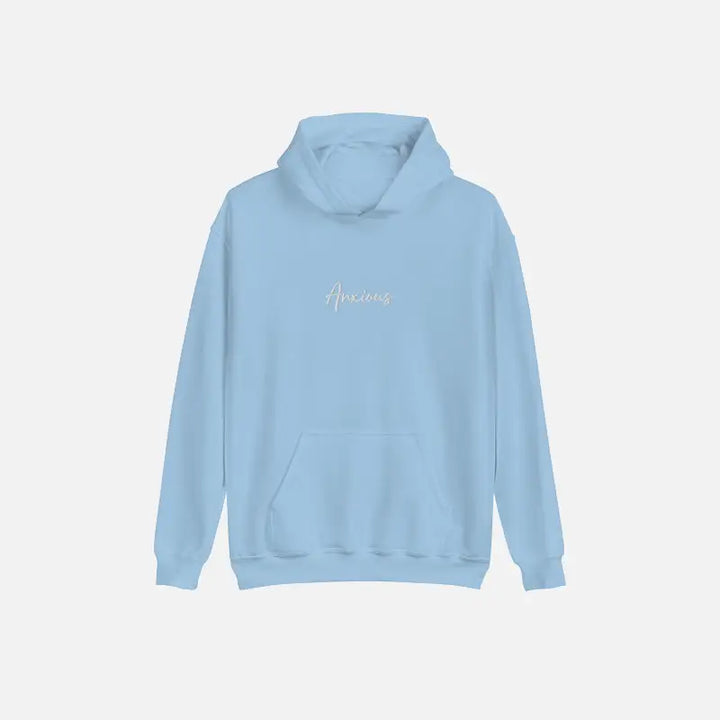 Y2k anxious hoodie for bold streetwear style and comfort - light blue / s - hoodies