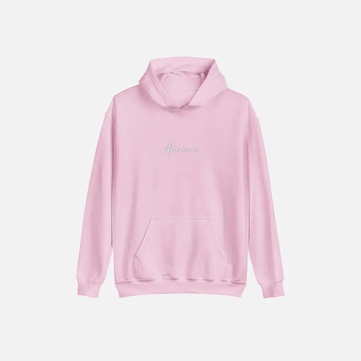 Y2k anxious hoodie for bold streetwear style and comfort - light pink / s - hoodies