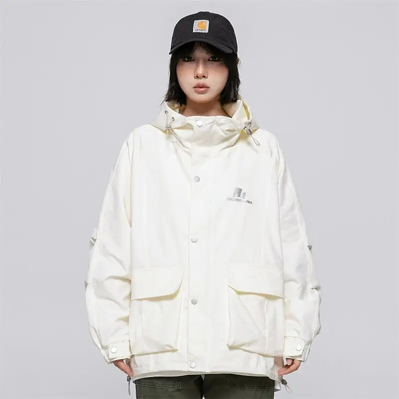 Arctic outdoor windbreaker zip jacket for y2k streetwear style - beige / m - jackets