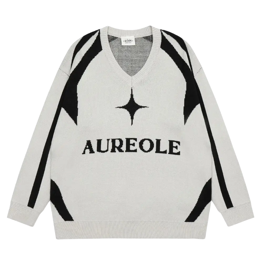 Aureole star 400gsm anthracite y2k sweater for urban fashion - white / s