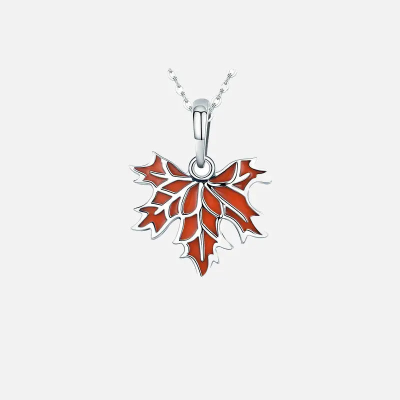Sterling silver autumn maple pendant necklace for everyday wear - necklaces