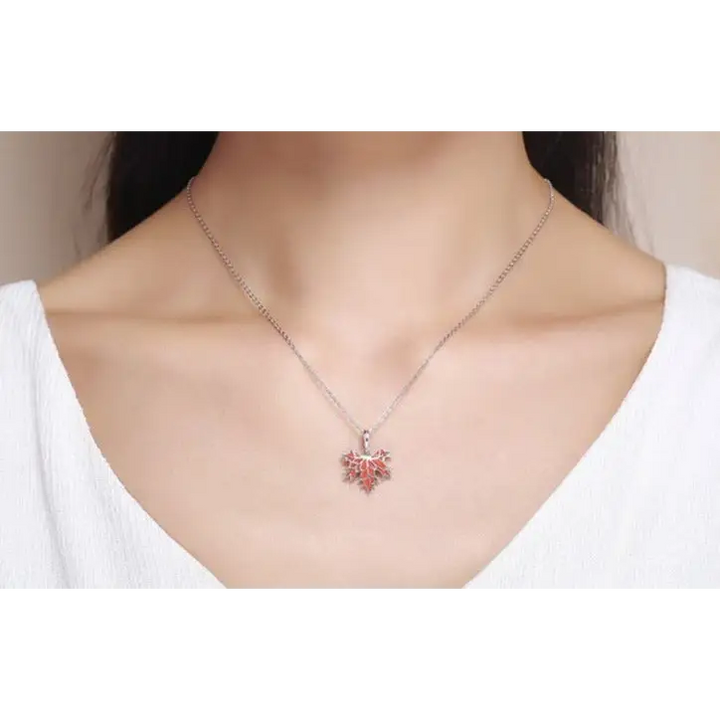 Sterling silver autumn maple pendant necklace for everyday wear - necklaces