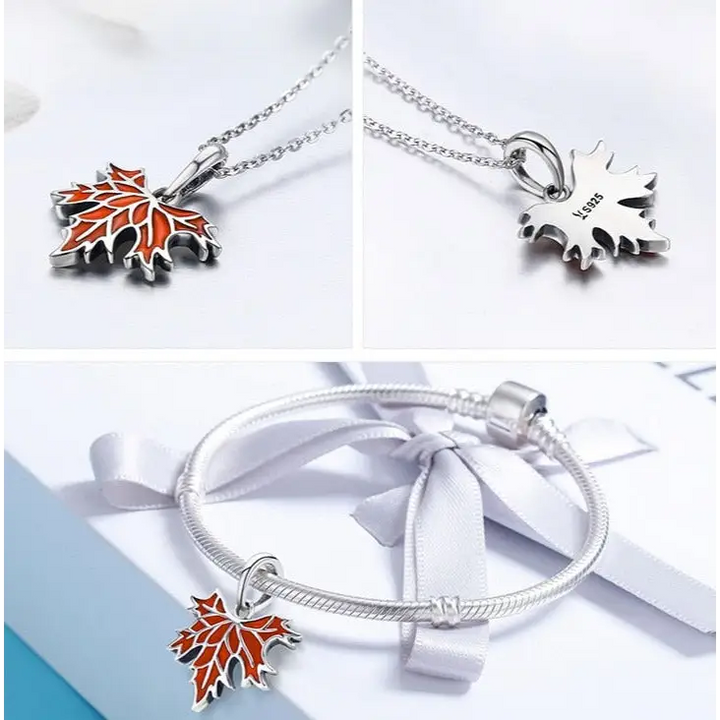 Sterling silver autumn maple pendant necklace for everyday wear - necklaces