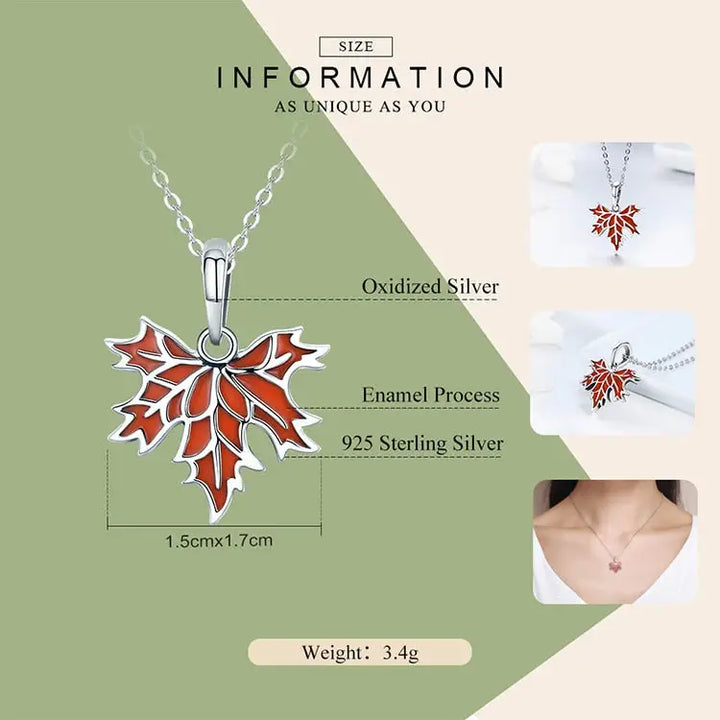 Sterling silver autumn maple pendant necklace for everyday wear - necklaces