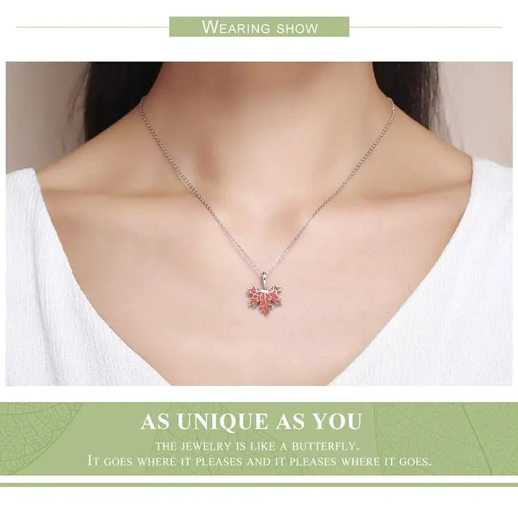 Sterling silver autumn maple pendant necklace for everyday wear - necklaces