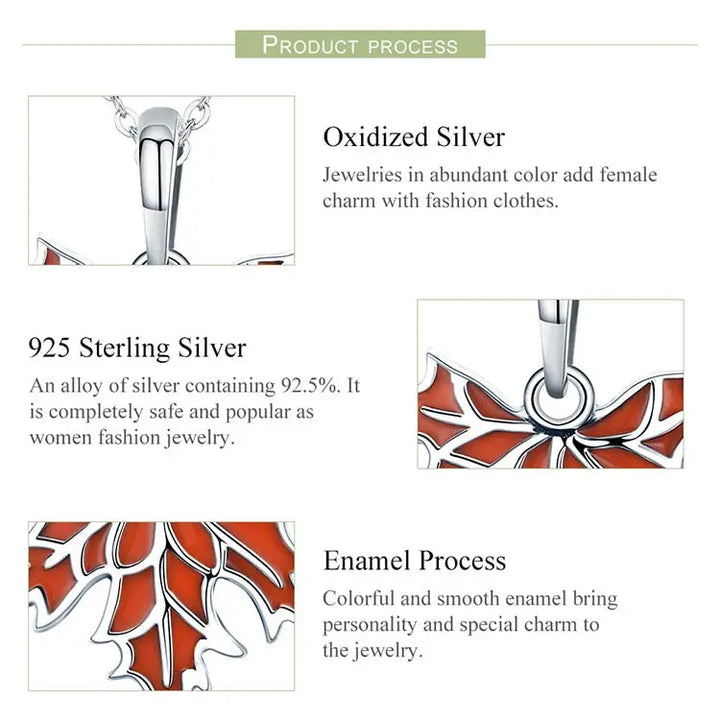 Sterling silver autumn maple pendant necklace for everyday wear - necklaces