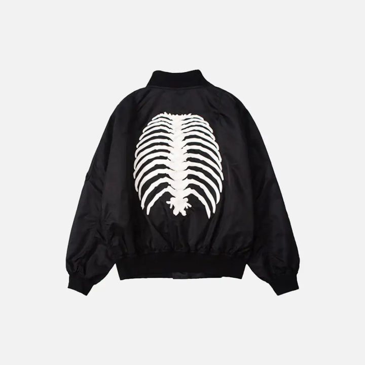Stylish skeleton jacket with o-neck for y2k fashion enthusiasts - black / s - jackets