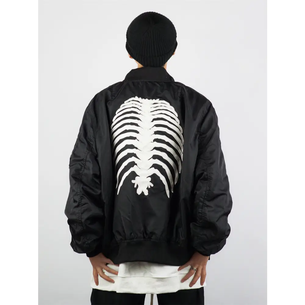 Stylish skeleton jacket with o-neck for y2k fashion enthusiasts - jackets