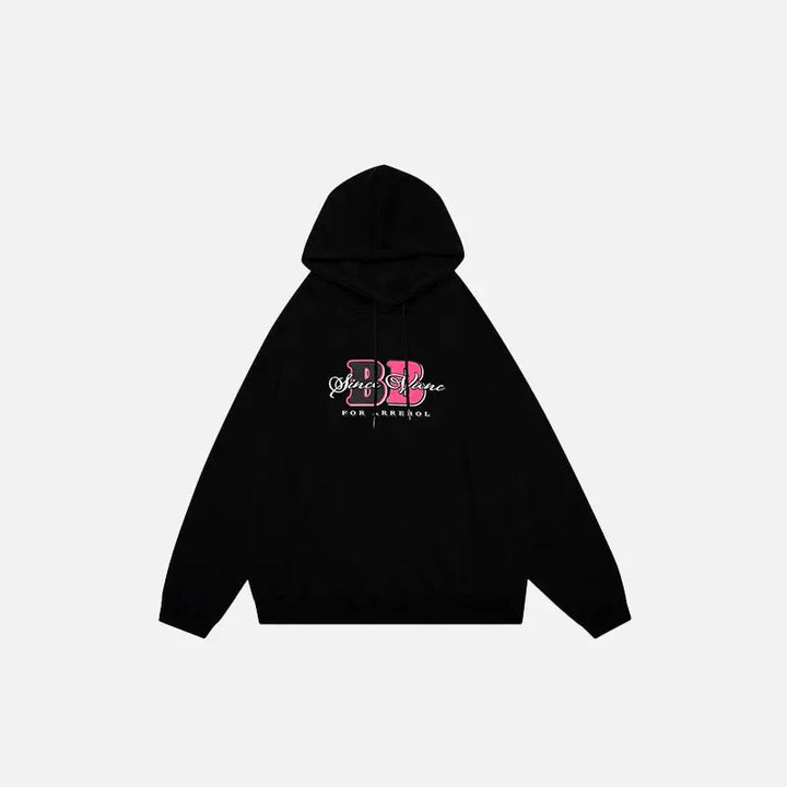 Y2k back-to-back letter print hoodie for trendy streetwear fashion - black / m - hoodies