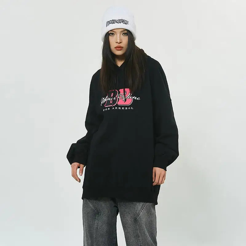 Y2k back-to-back letter print hoodie for trendy streetwear fashion - hoodies
