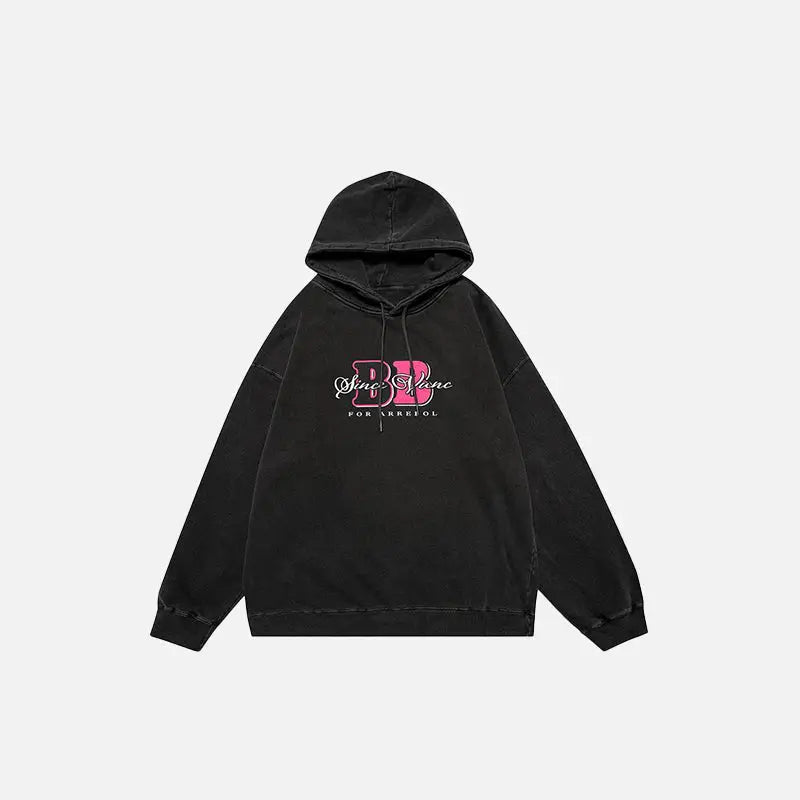 Y2k back-to-back letter print hoodie for trendy streetwear fashion - ink black / m - hoodies