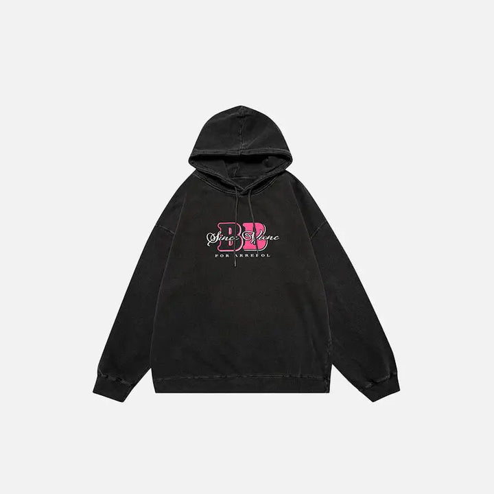 Y2k back-to-back letter print hoodie for trendy streetwear fashion - ink black / m - hoodies