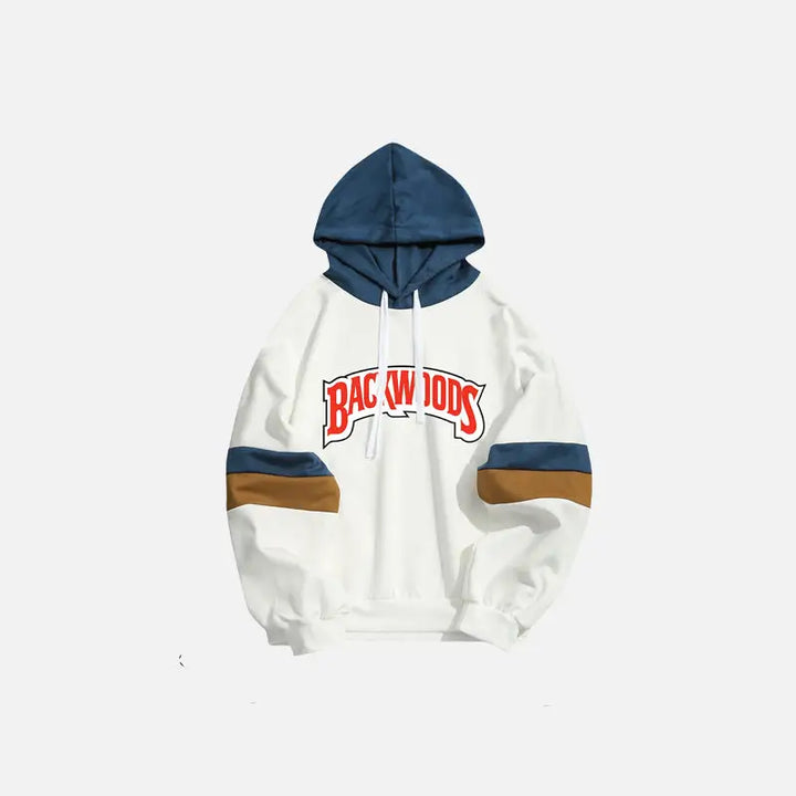 Y2k backwoods letter patchwork hoodie - white / s - hoodies