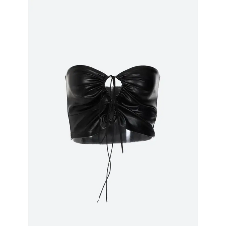 Faux leather lace-up top with cutouts for a y2k vibe - crop