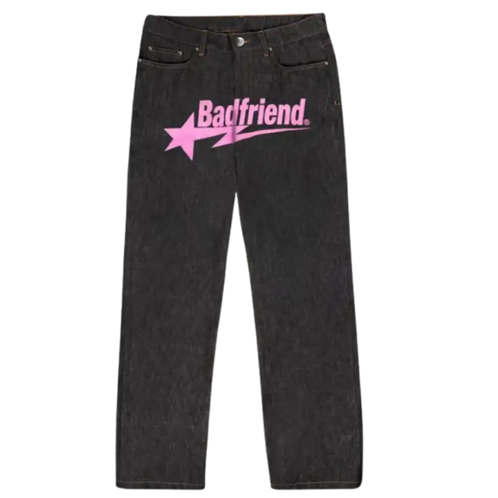 Jean baggy black y2k de badfriend – mode urbaine - pink / s