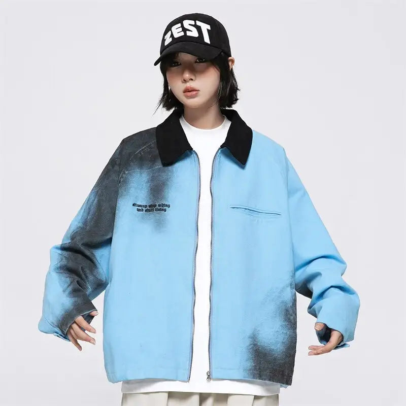 Y2k loose windbreaker jacket for stylish streetwear moments - blue / m