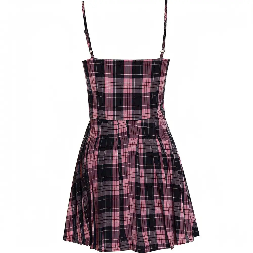 Barbiecore aesthetic two-piece set with square neckline and adjustable straps - two piece sets