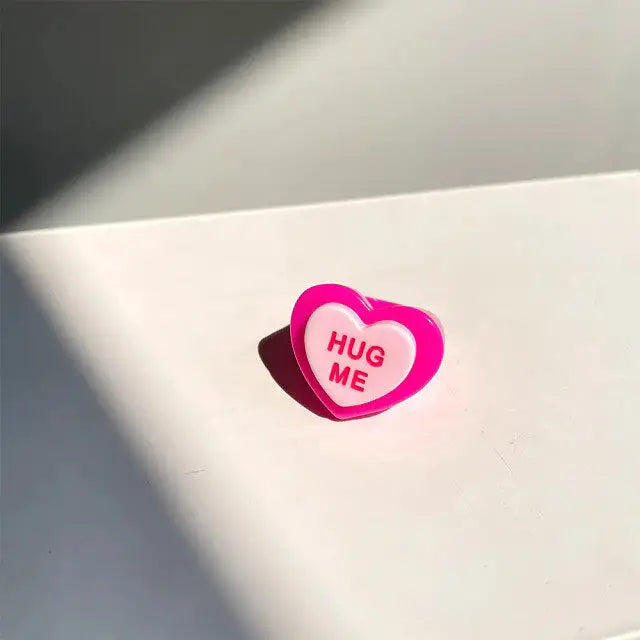 Funky heart chunky colorful ring for y2k style lovers - ring