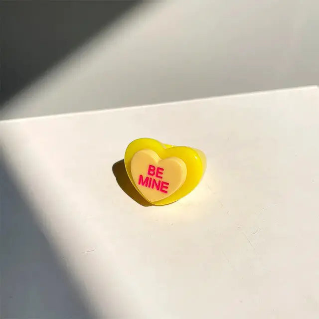 Funky heart chunky colorful ring for y2k style lovers - ring