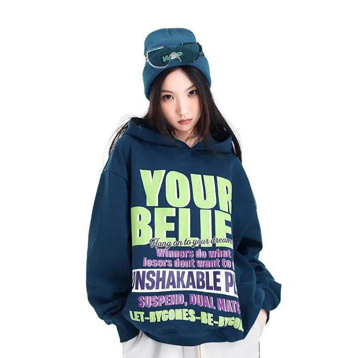 Y2k loose oversized hoodie for comfortable streetwear style - hoodies