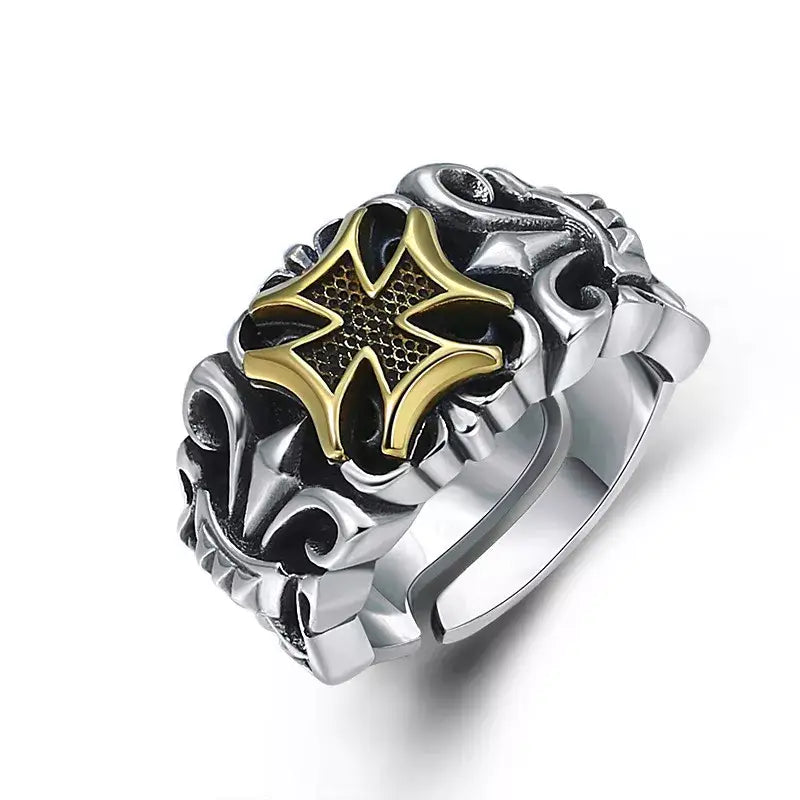 Big cross y2k resizable ring in high quality zinc alloy - as picture / rings