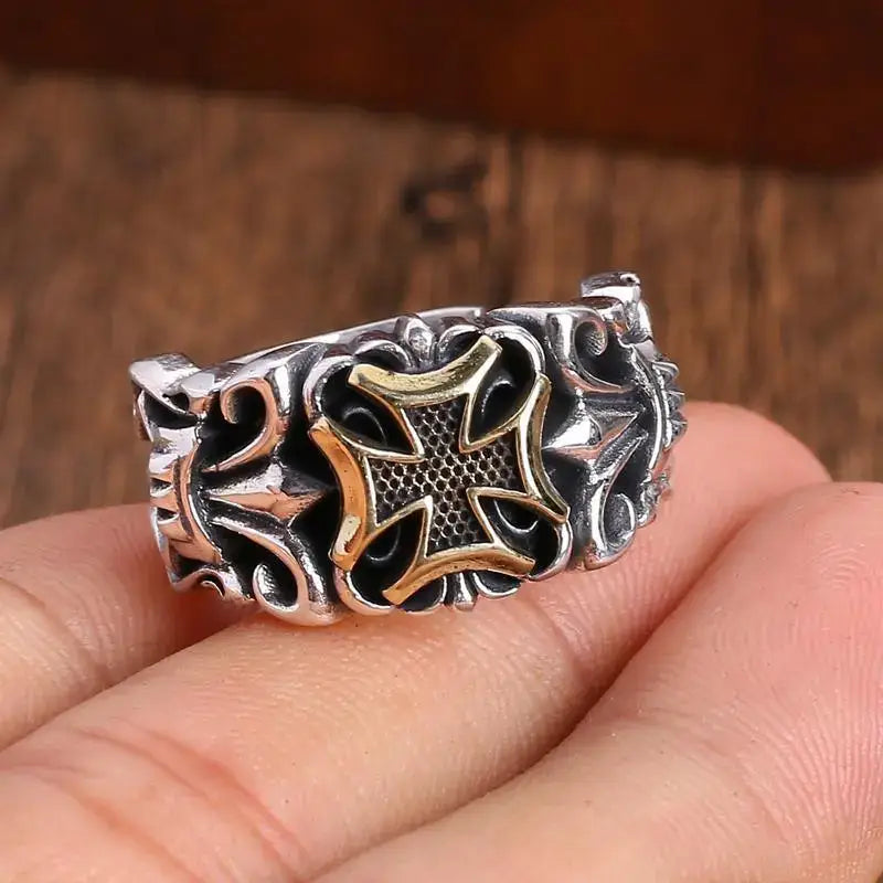Big cross y2k resizable ring in high quality zinc alloy - as picture / rings
