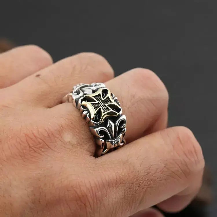 Big cross y2k resizable ring in high quality zinc alloy - as picture / rings