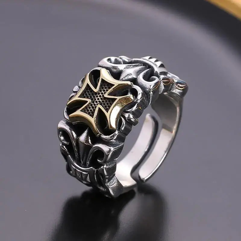 Big cross y2k resizable ring in high quality zinc alloy - as picture / rings