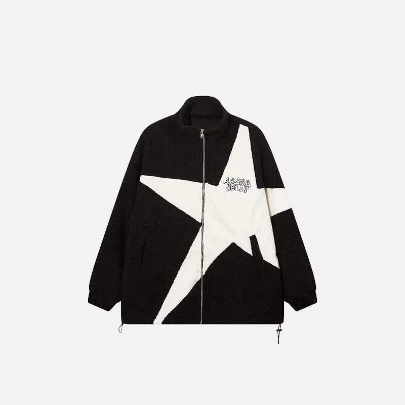 Big star y2k fleece jacket for modern fashion enthusiasts - black / m