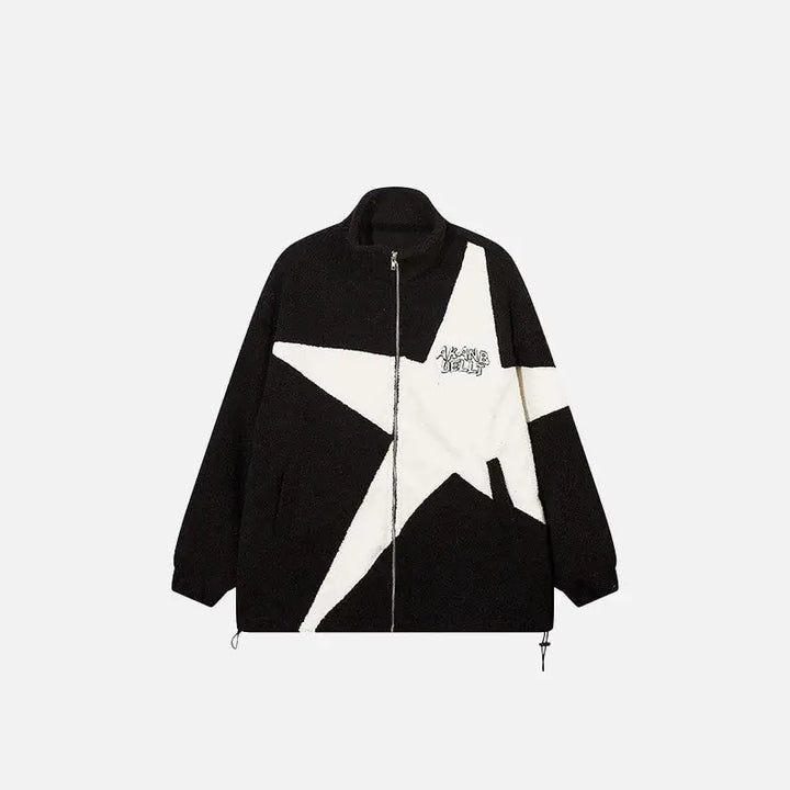 Big star y2k fleece jacket for modern fashion enthusiasts - black / m
