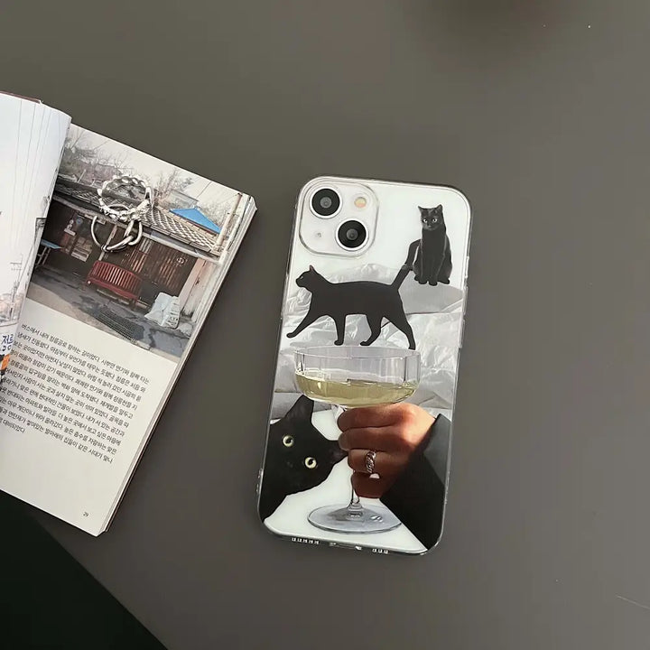 Y2k black cat iphone case for lovers and trendsetters - cases