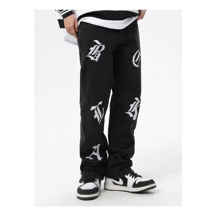 Y2k jeans with black print - essential streetwear style