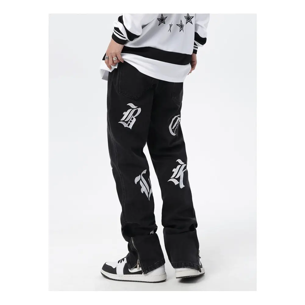 Y2k jeans with black print - essential streetwear style