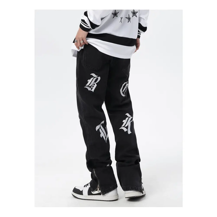 Y2k jeans with black print - essential streetwear style