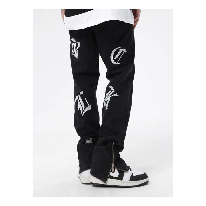 Y2k jeans with black print - essential streetwear style