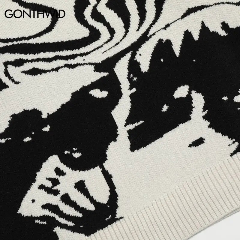 Y2k black sweatshirt with trendy skull pattern