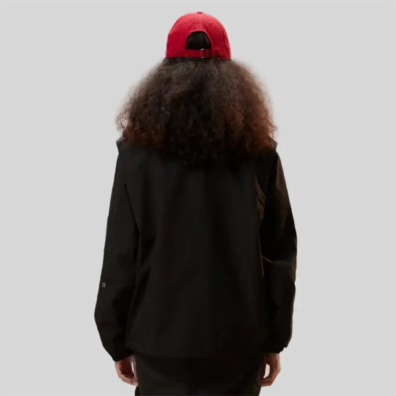 Y2k black zipper denim jacket for versatile streetwear style