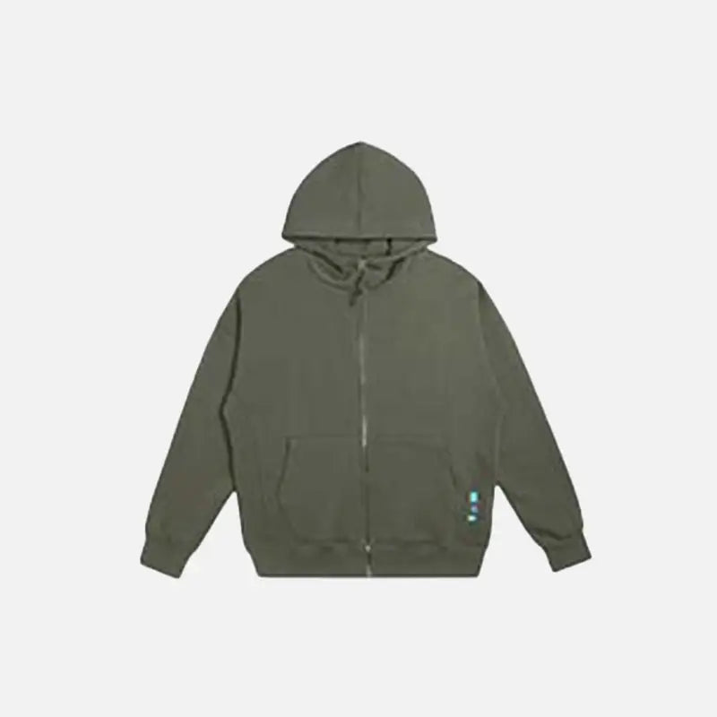 Y2k blank zipped hoodie for trendy streetwear comfort - charcoal green / m - hoodies